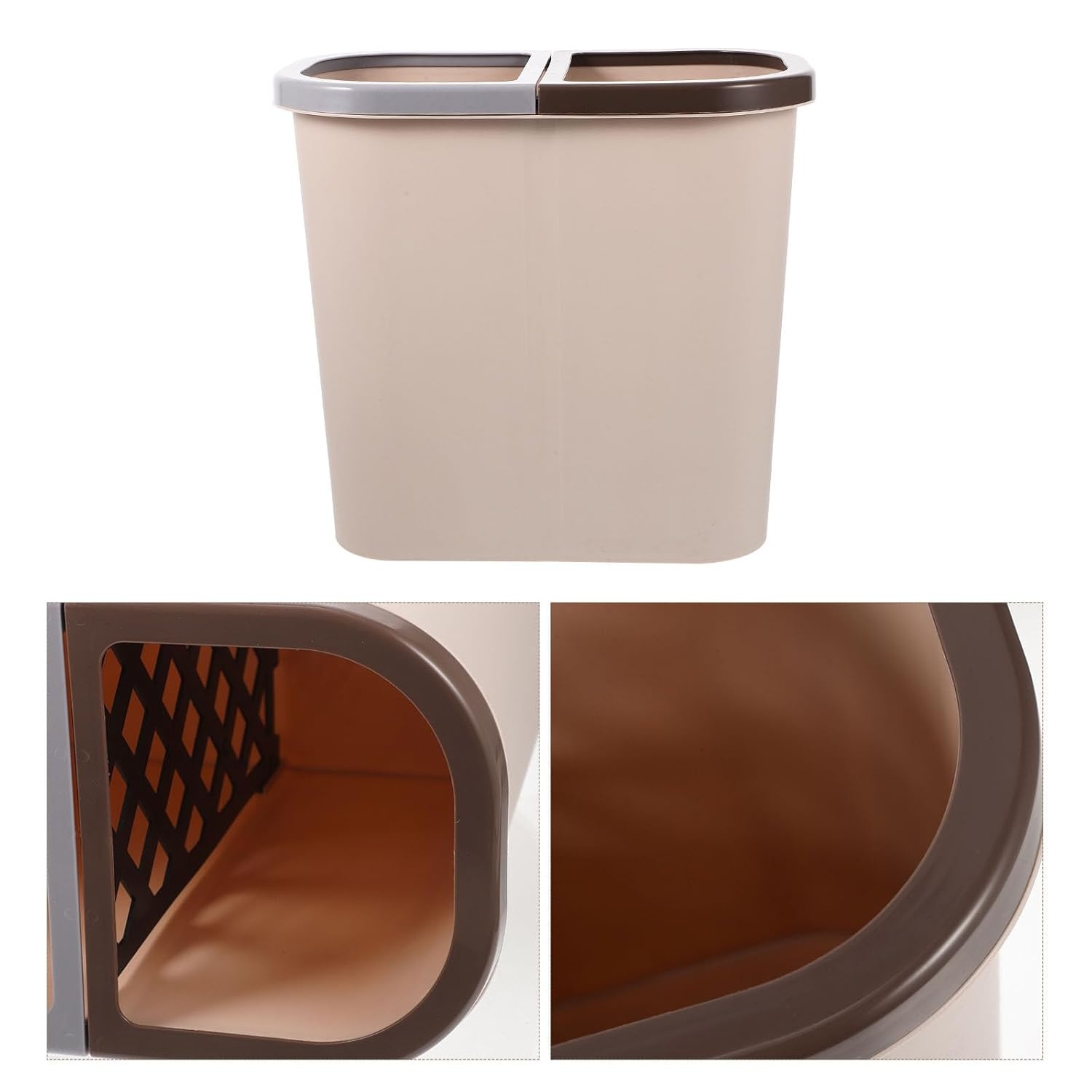 Dubbele Prullenbak Kunststof Bruin (37% Korting)