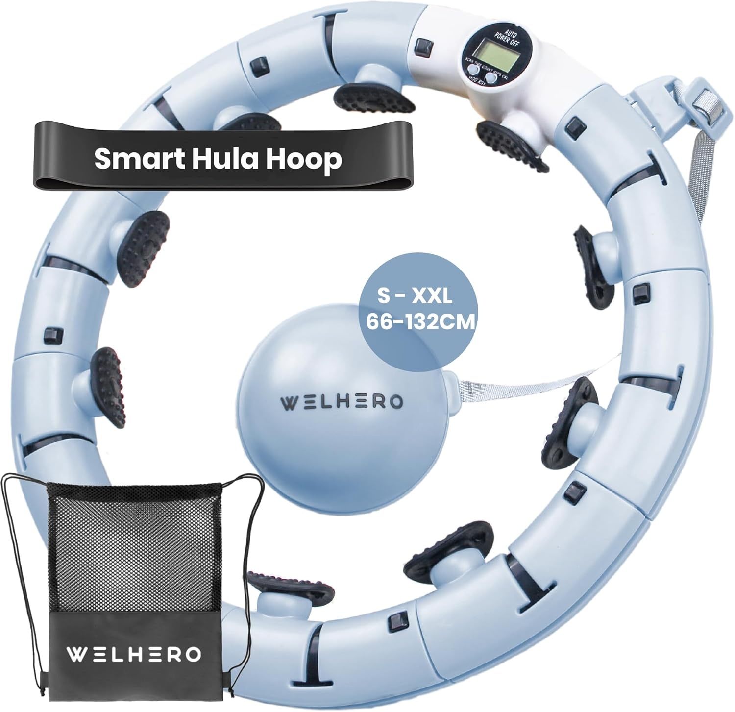 Smart Hula Hoop Fitness | Verstelbaar 66-132 cm | Zwart/Blauw | 61% Korting
