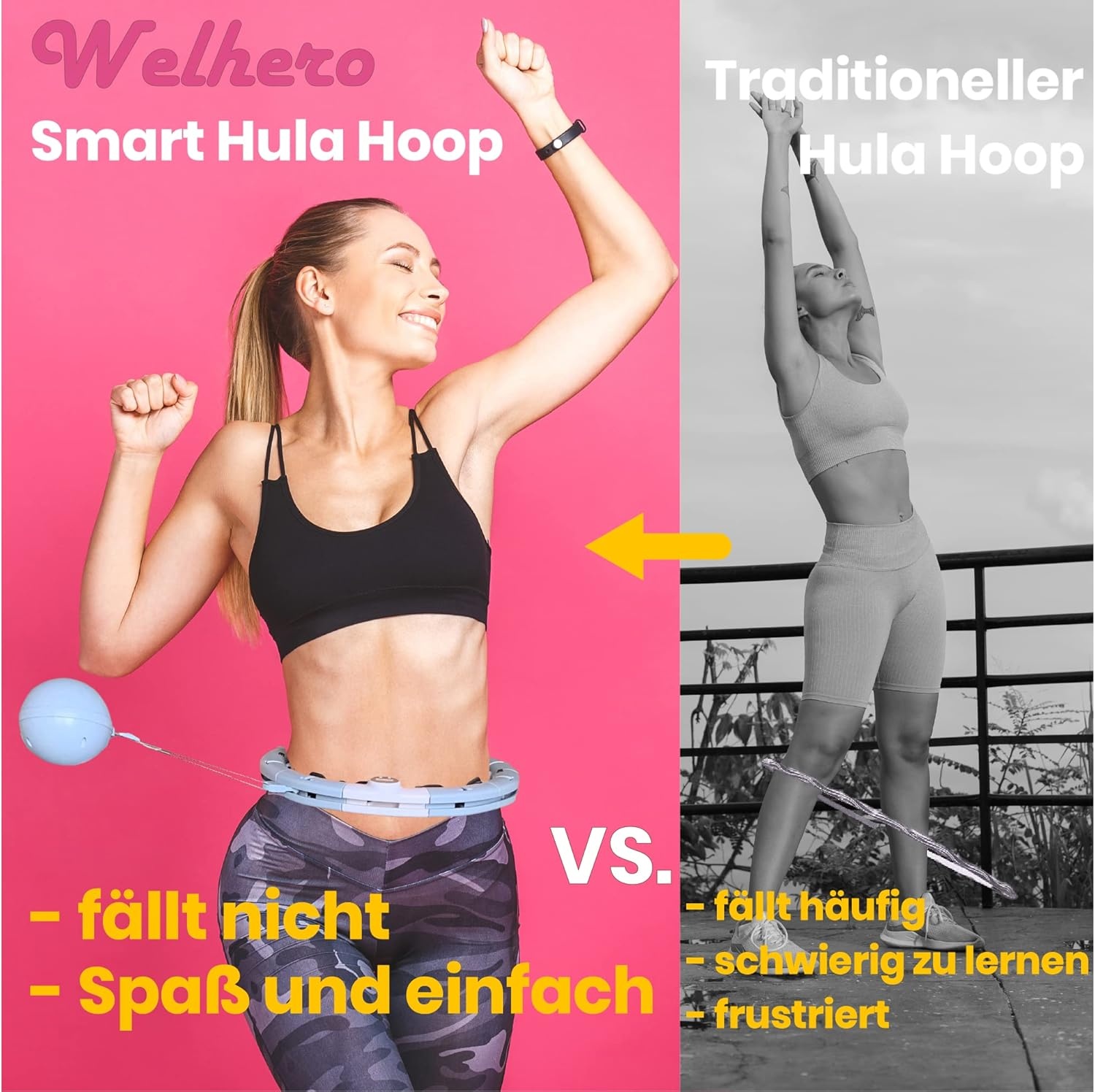 Smart Hula Hoop Fitness | Verstelbaar 66-132 cm | Zwart/Blauw | 61% Korting