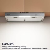 Afzuigkap 60 cm Onderbouw A+ RVS Zilver - Recirculatie of Afvoer - 3 standen - Koolstoffilter