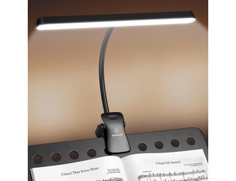 Muziekstandaard Lamp Zwart, Oogvriendelijk, 57 LED's, 28cm Breed, 3 Kleurtemperaturen, 5 Helderheidsniveaus, USB-C Oplaadbaar