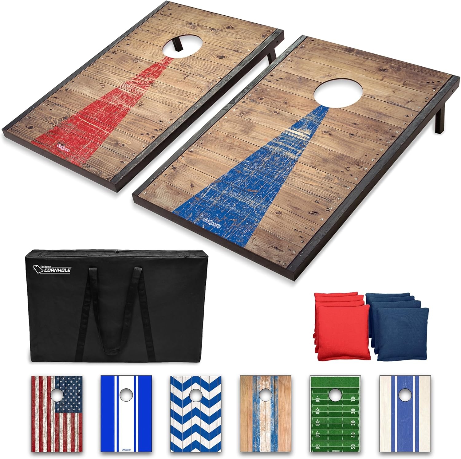 GoSports Klassieke Cornhole Set - Inclusief 8 zitzakken, reiskoffer en spelregels (stijl naar keuze)