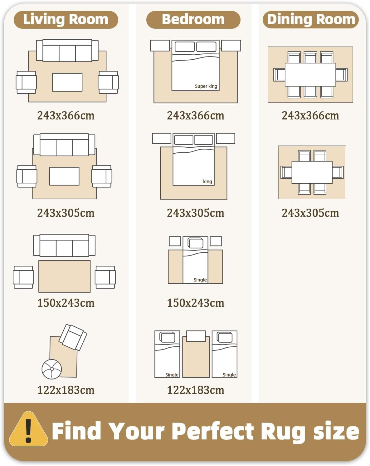 Vloerkleed machinewasbaar laagpolig antislip geometrisch bruin 243x305 cm dun