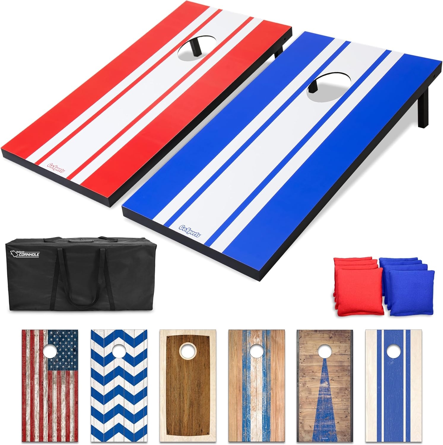 GoSports Klassieke Cornhole Set - Inclusief 8 zitzakken, reiskoffer en spelregels (stijl naar keuze)