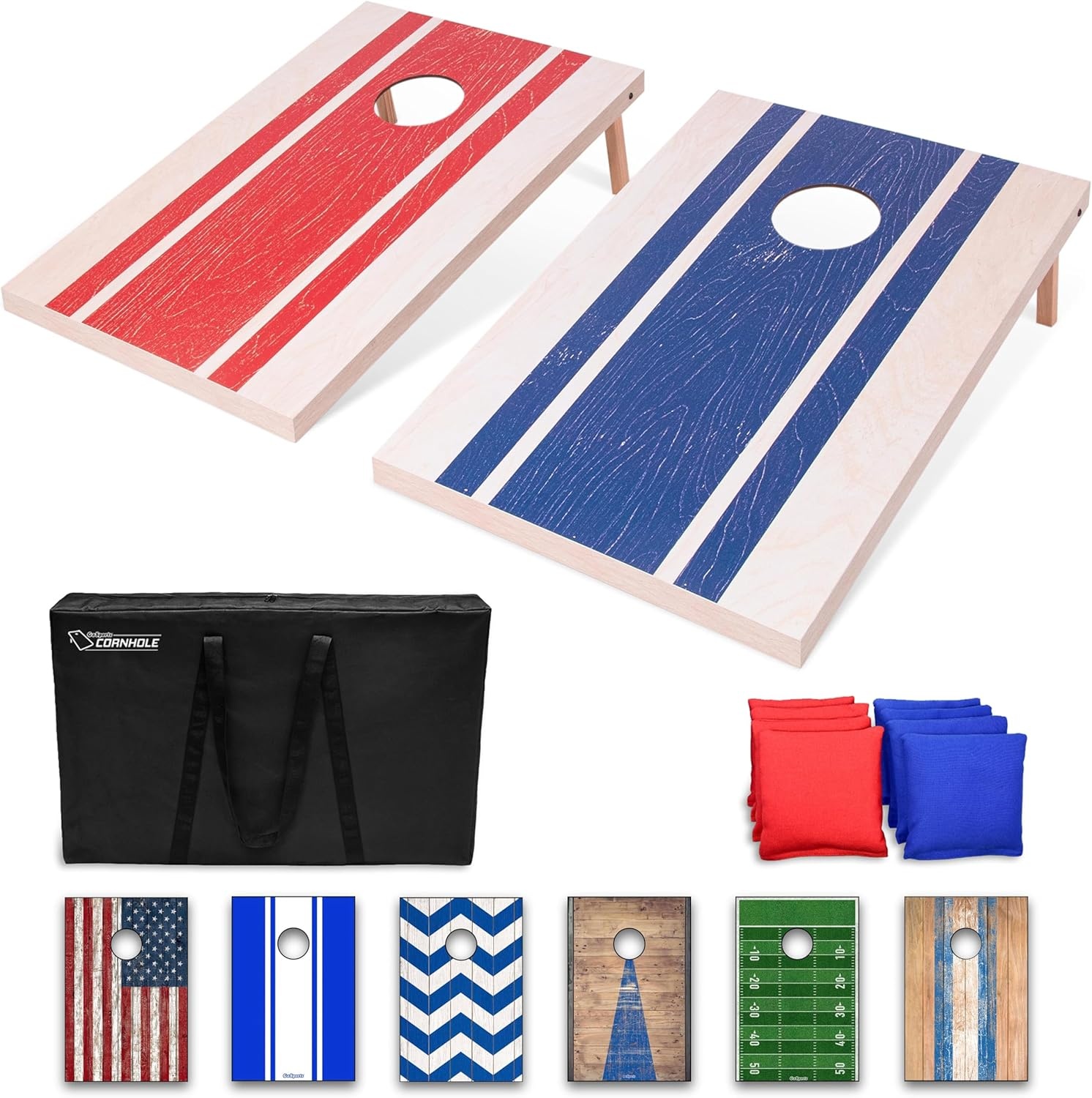 GoSports Klassieke Cornhole Set - Inclusief 8 zitzakken, reiskoffer en spelregels (stijl naar keuze)