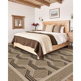 Vloerkleed machinewasbaar laagpolig antislip geometrisch bruin 243x305 cm dun