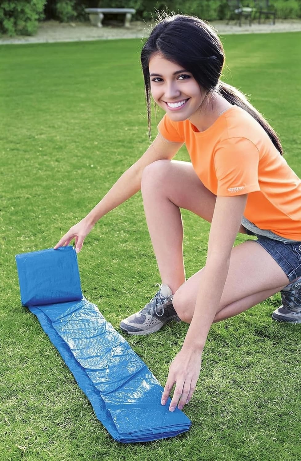 Zwembadmat Vloerbescherming Blauw PVC 400x400 cm | 43% Korting!