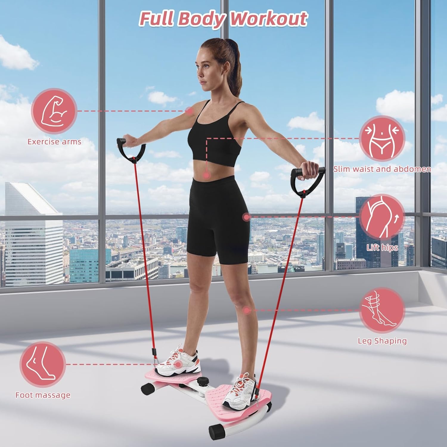 Taille Twister Twist Board met Weerstandsbanden, Dubbel Antislip Pedaal en Voetmassage voor Buik & Core Training