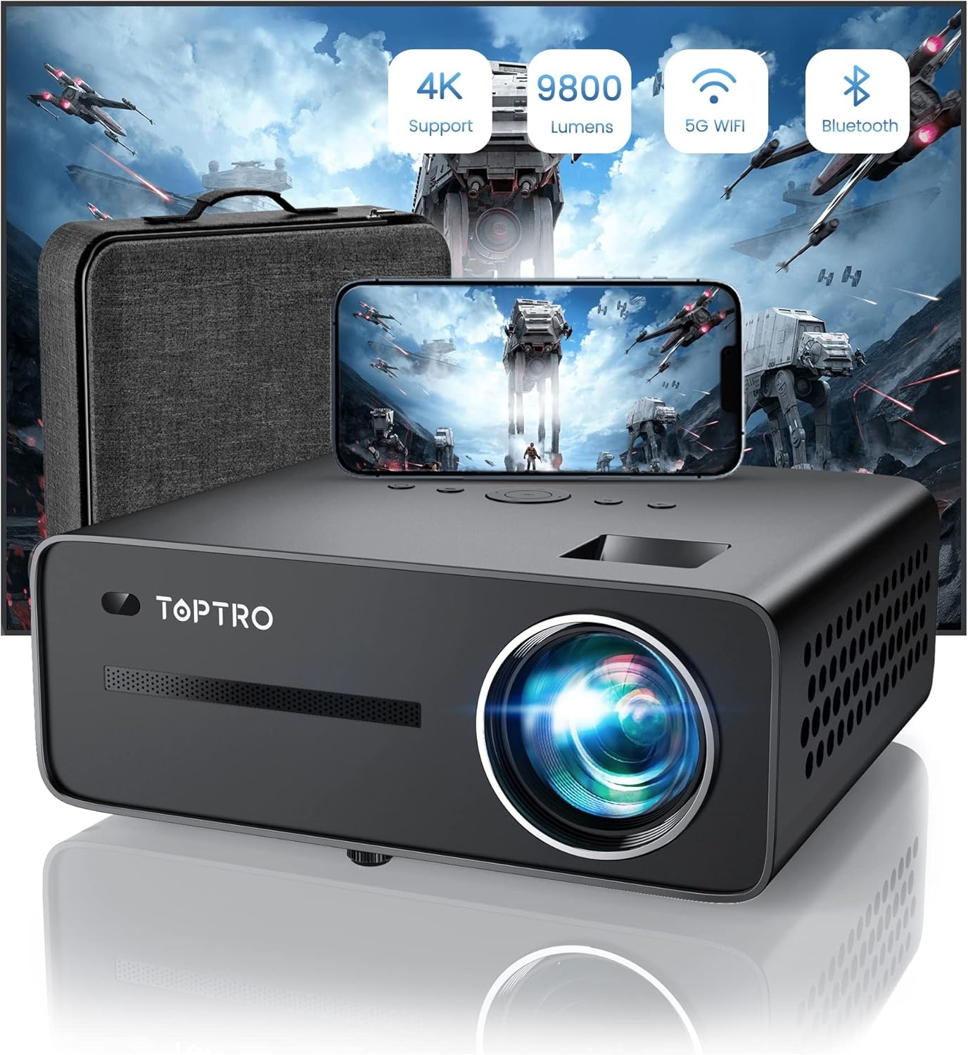 Home Cinema Beamer 1080P (4K) 9800 Lumen - 43% Korting!