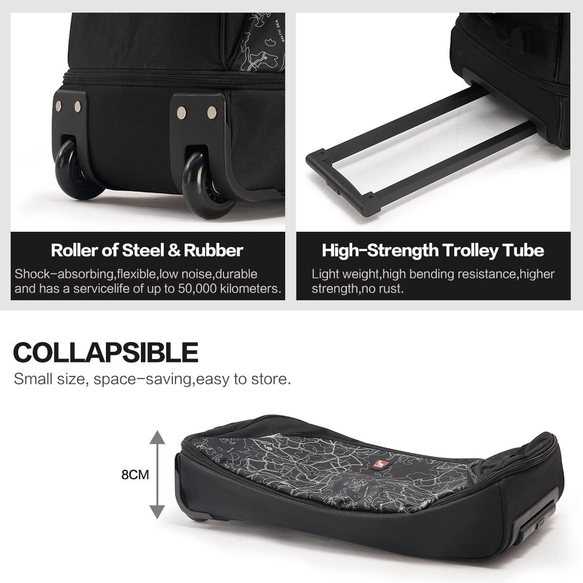 Uitbreidbare Weekendtas 50-60L met Wielen (57% Korting)