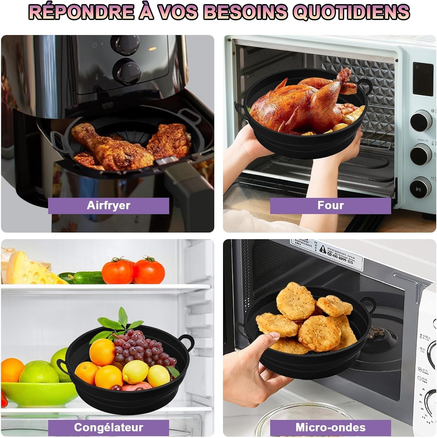 Airfryer Bakset 4-delig Zwart (54% Korting)