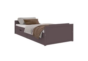 vidaXL Grenenhouten Bedframe met Lades - Donkerbruin (90x200 cm) - 54% Korting!