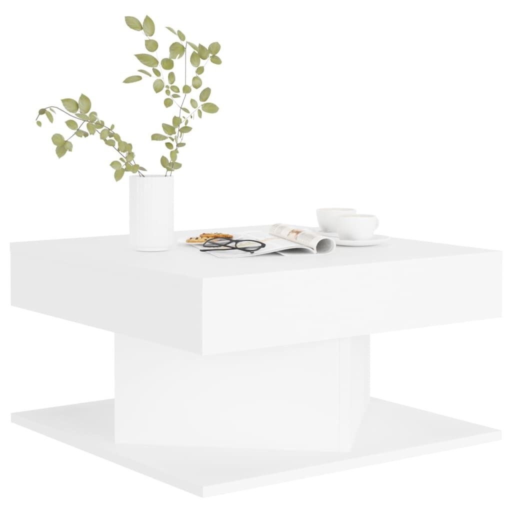 Bewerkt Houten Salontafel Wit 57x57x30 cm - 70% Korting!