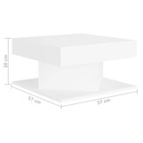 Bewerkt Houten Salontafel Wit 57x57x30 cm - 70% Korting!