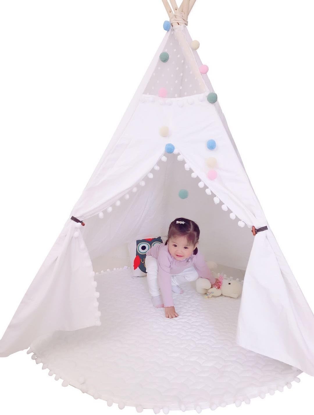 Tipi Kinderspeeltent 100% Katoen met Mat - 53% Korting!