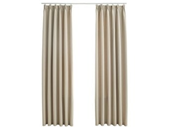 vidaXL Verduisterende Gordijnen met Haken (2 st.) - Beige - 39% Korting!