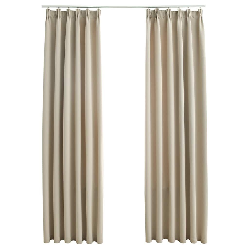 vidaXL Verduisterende Gordijnen met Haken (2 st.) - Beige - 39% Korting!