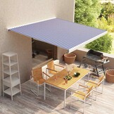 VidaXL Luifeldoek 350x250 cm Blauw/Wit - 29% Korting!