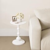 Metalen Ronde Bijzettafel Mat Wit (56% Korting) - 21 inch Hoog