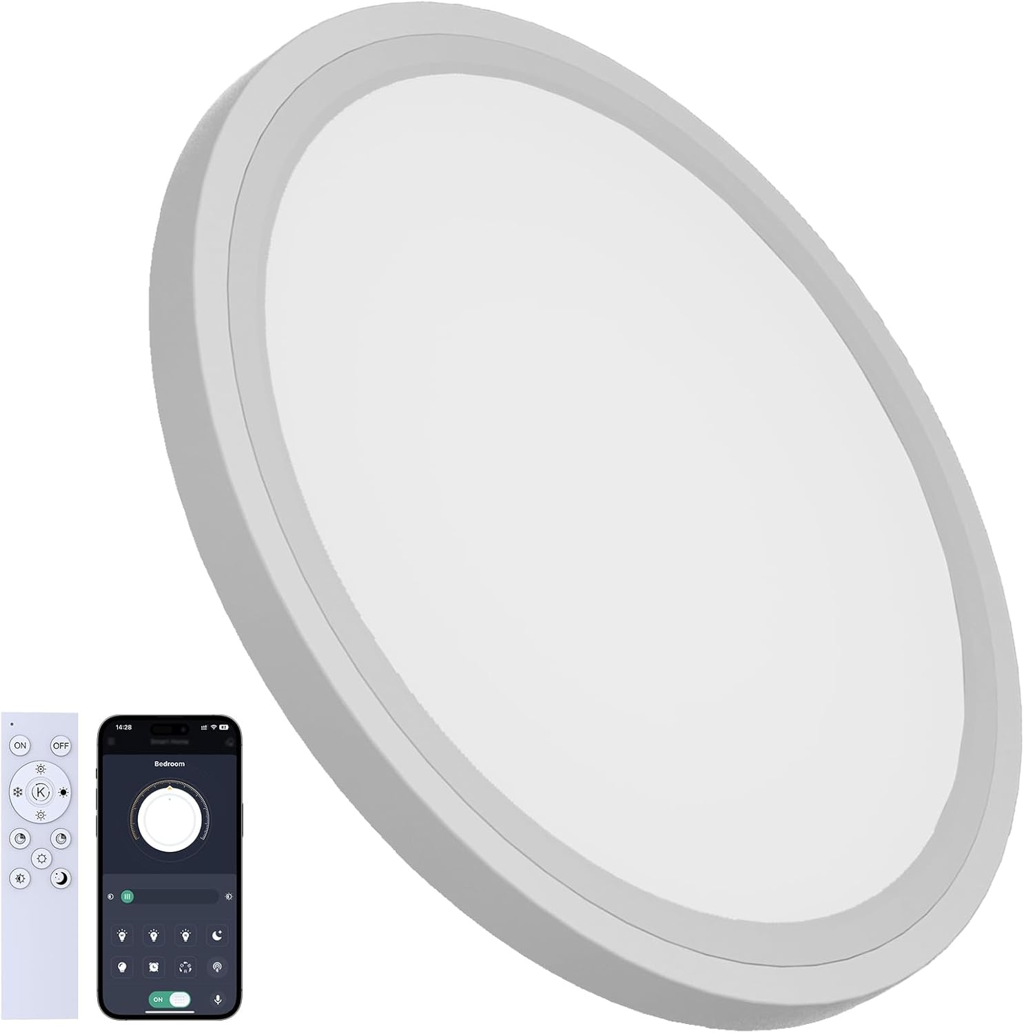 Dimbare LED Plafondlamp met Nachtlamp, Ø40cm, 33W, App/Afstandsbediening