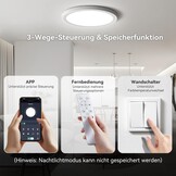 Dimbare LED Plafondlamp met Nachtlamp, Ø40cm, 33W, App/Afstandsbediening