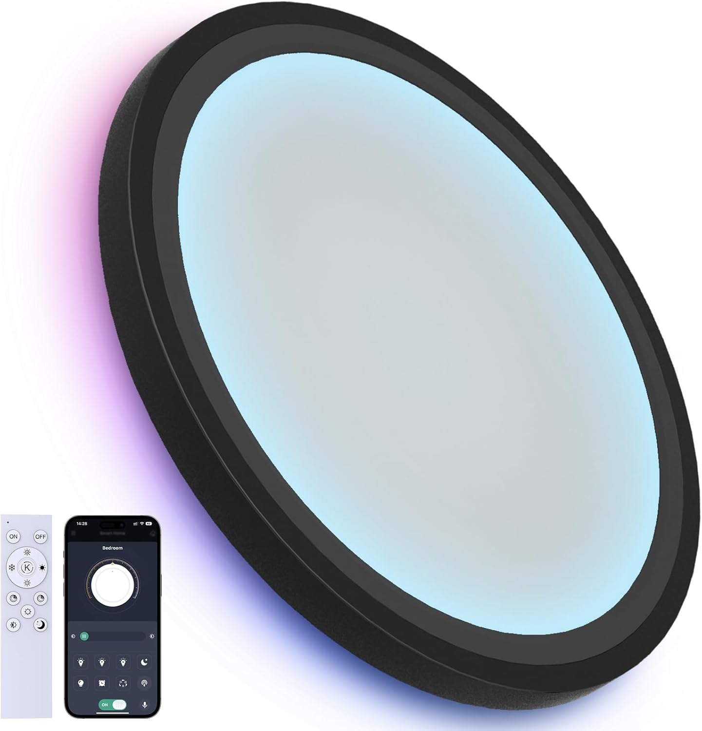 Dimbare LED Plafondlamp met Nachtlamp, Ø40cm, 33W, App/Afstandsbediening