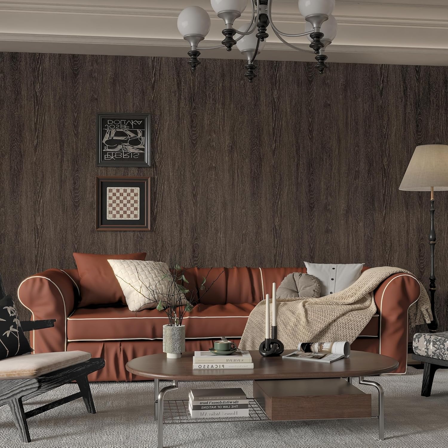 Zelfklevende Houtnerf Folie Beuken Donkerbruin | 80x400 cm | 73% Korting