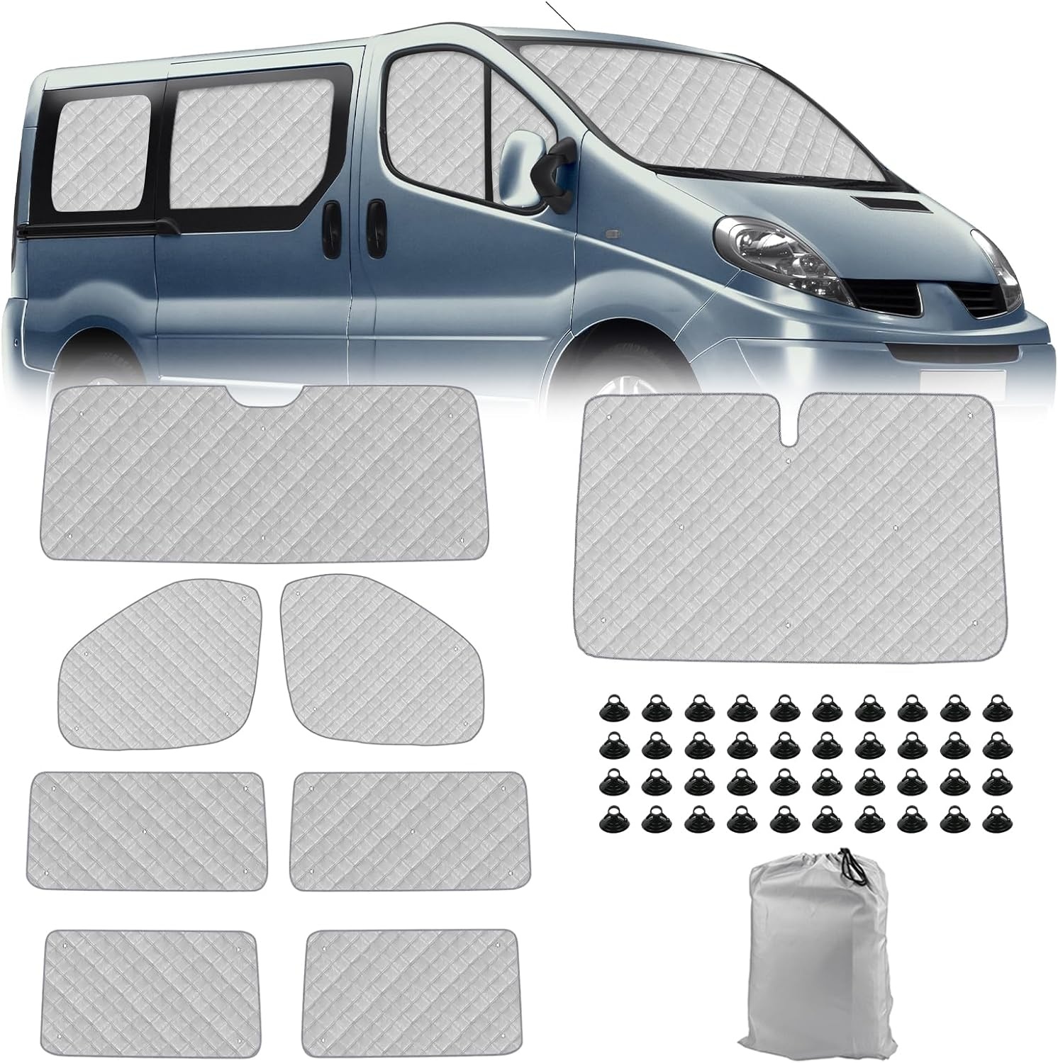 8-delige Autozonnescherm Set voor Renault Trafic/Opel Vivaro SWB (2001-2014) - 64% Korting