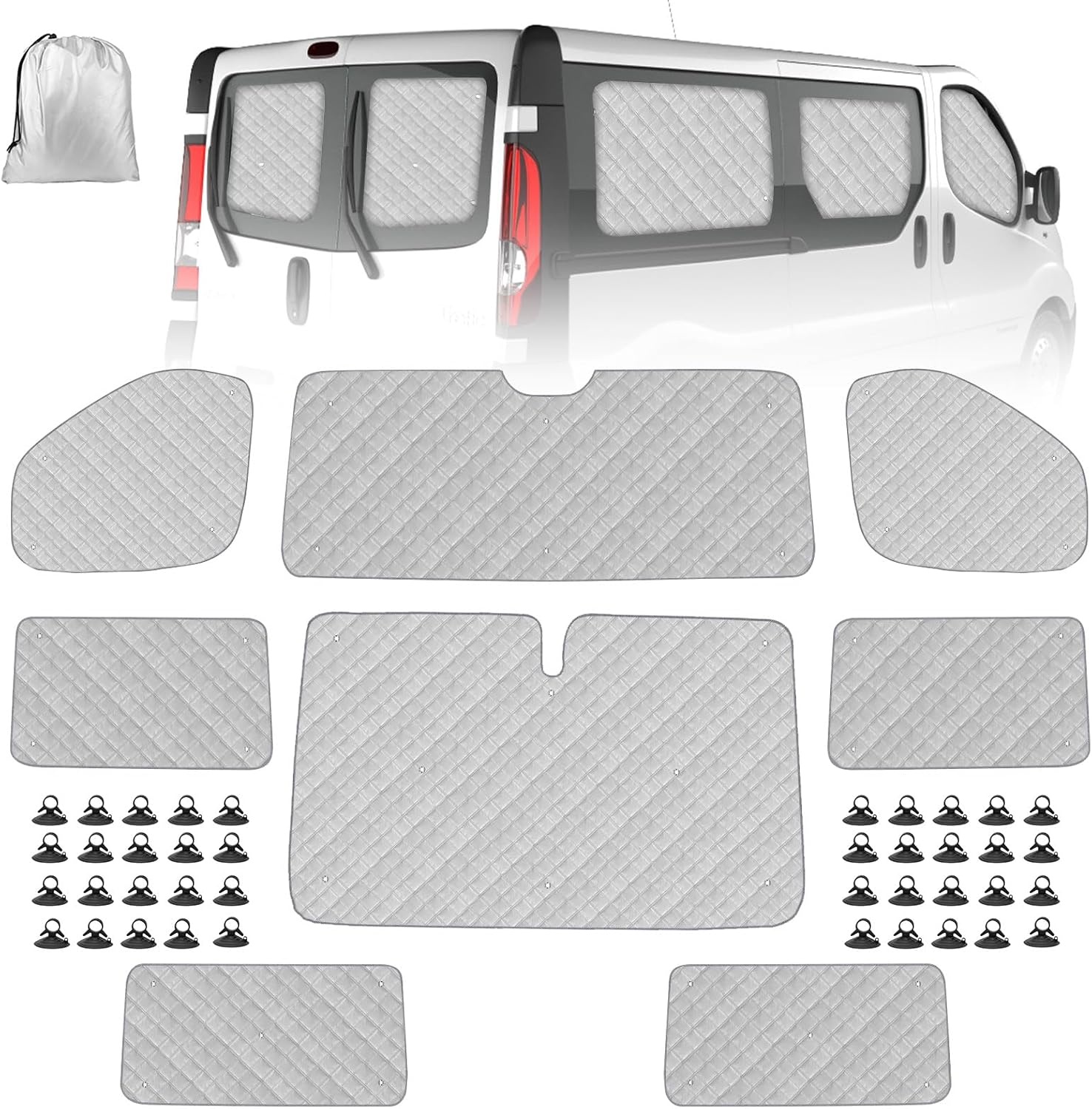 8-delige Autozonnescherm Set voor Renault Trafic/Opel Vivaro SWB (2001-2014) - 64% Korting