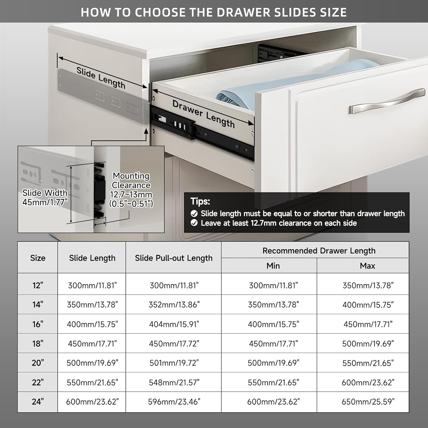 Ladegeleiders Zwart 350mm - Push-to-Open, 45kg, 34% Korting