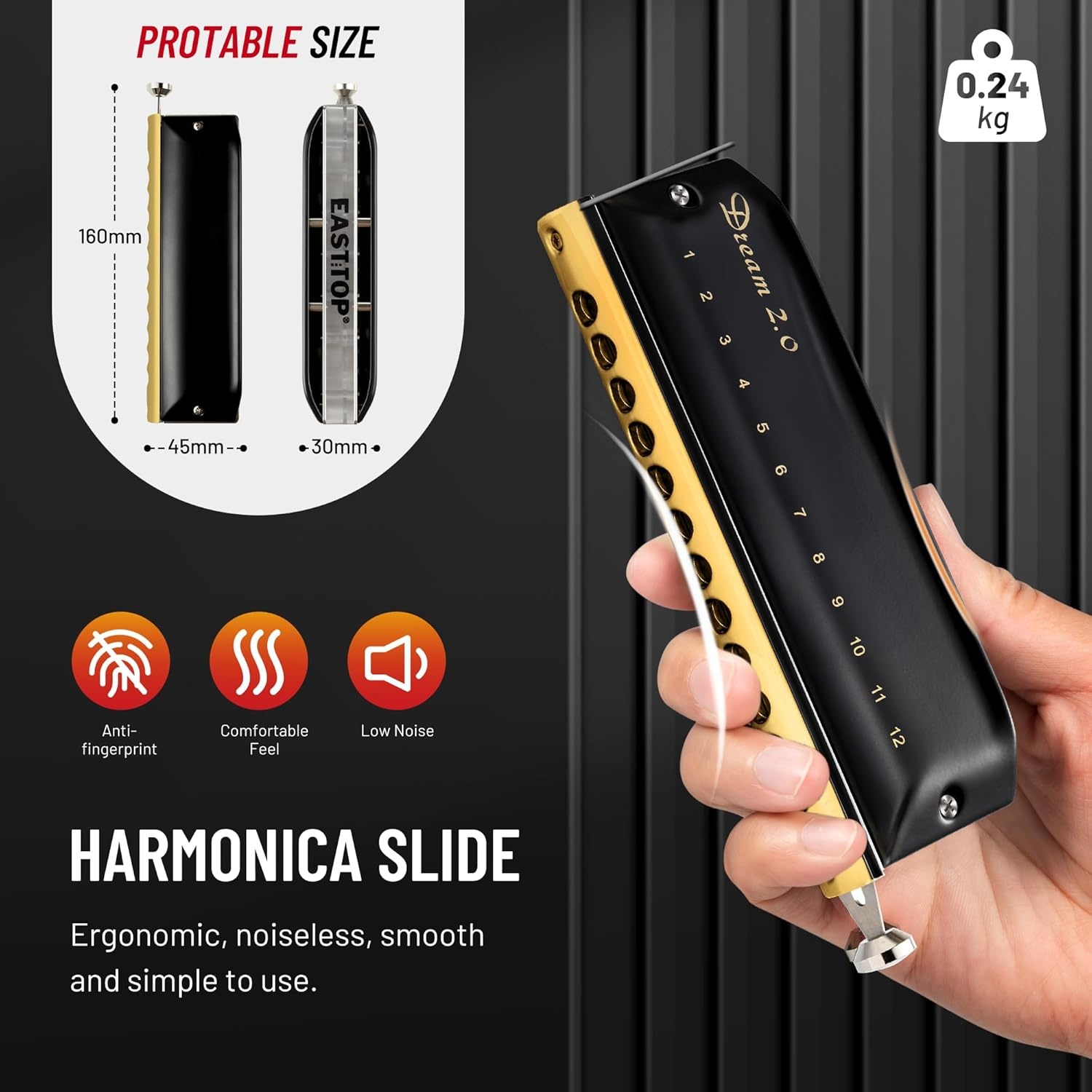 Professionele Chromatische Mondharmonica C-toets - 52% Korting!