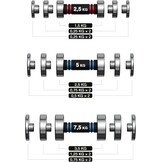 Stalen korte halter 25 kg verstelbaar ultracompact met gekartelde greep voor thuis