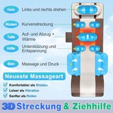 Massagemat hele lichaam met 3D-lichaamsverlenging, lumbale tractie, rugverwarming, 4 modi en 3 intensiteiten
