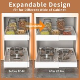 Uittrekbare kastorganizer set van 2, uitbreidbaar 32-52 cm, 53,3 cm diep, met zelfklevende nanofilm voor keuken & voorraadkast