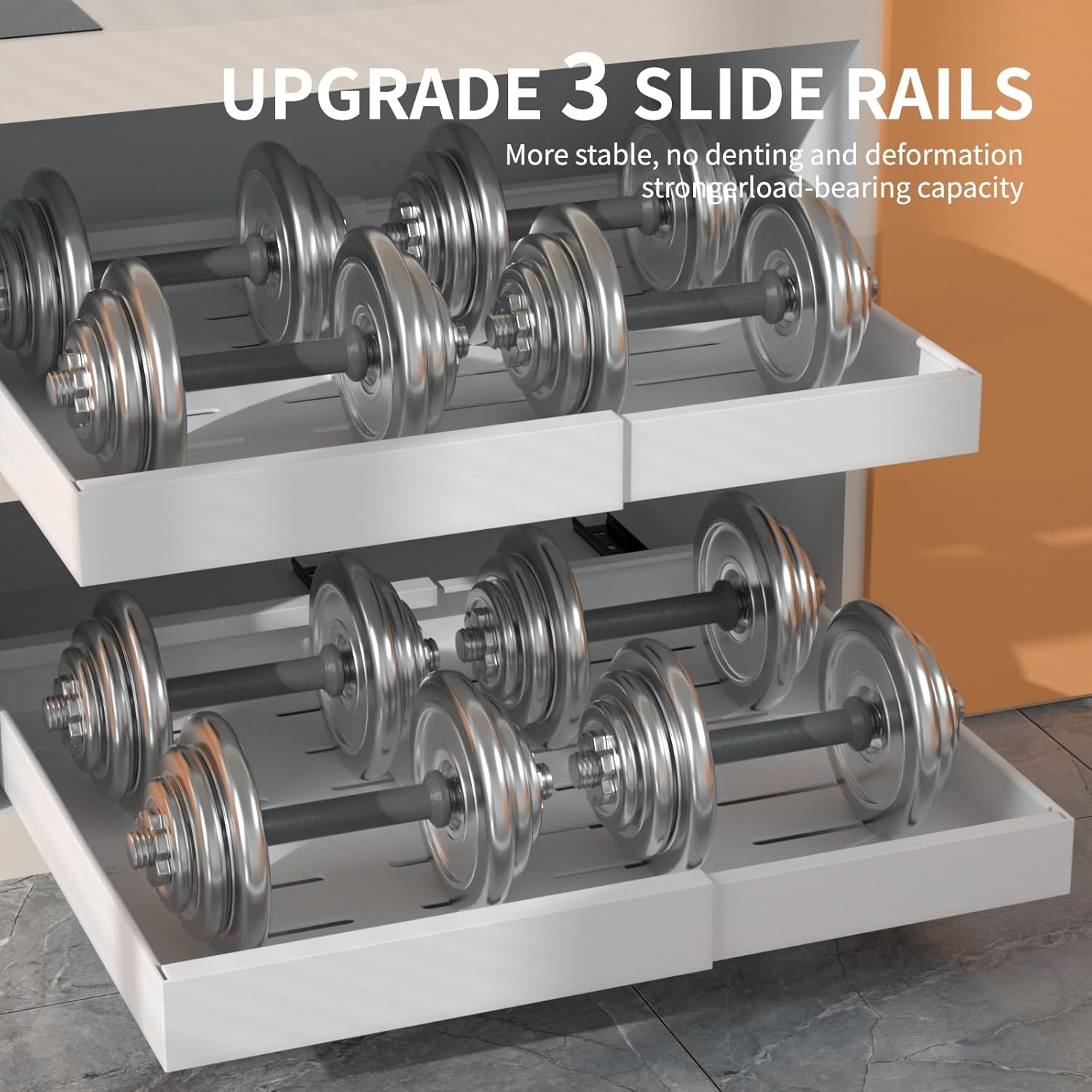 Uittrekbare kastorganizer set van 2, uitbreidbaar 32-52 cm, 53,3 cm diep, met zelfklevende nanofilm voor keuken & voorraadkast