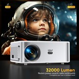 HORLAT Smart 4K Beamer, 28000 Lumen Thuisbioscoop With WiFi 6 Bluetooth for Outdoor, Auto/4P Trapeziumcorrectie, 50% Zoom, Android Projector for Smartphone/TV-Stick