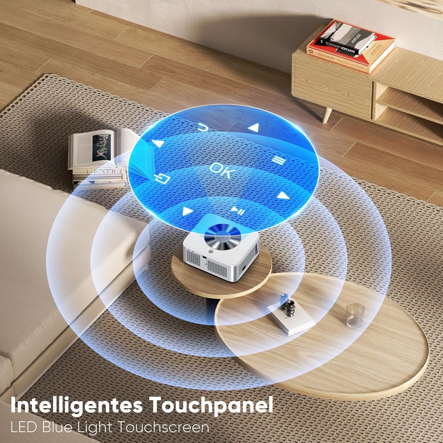 HORLAT Smart 4K Beamer, 28000 Lumen Thuisbioscoop With WiFi 6 Bluetooth for Outdoor, Auto/4P Trapeziumcorrectie, 50% Zoom, Android Projector for Smartphone/TV-Stick