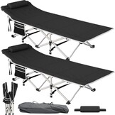 YITAHOME 2 stuks opvouwbare campingbedden voor volwassenen, zwaar belastbaar stevig kampbed 260 kg draagvermogen, sterke, dikkere buizen slaapbedje met draagtas voor reizen/kantoor/buiten, zwart