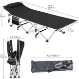 YITAHOME 2 stuks opvouwbare campingbedden voor volwassenen, zwaar belastbaar stevig kampbed 260 kg draagvermogen, sterke, dikkere buizen slaapbedje met draagtas voor reizen/kantoor/buiten, zwart