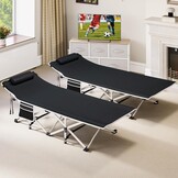 YITAHOME 2 stuks opvouwbare campingbedden voor volwassenen, zwaar belastbaar stevig kampbed 260 kg draagvermogen, sterke, dikkere buizen slaapbedje met draagtas voor reizen/kantoor/buiten, zwart