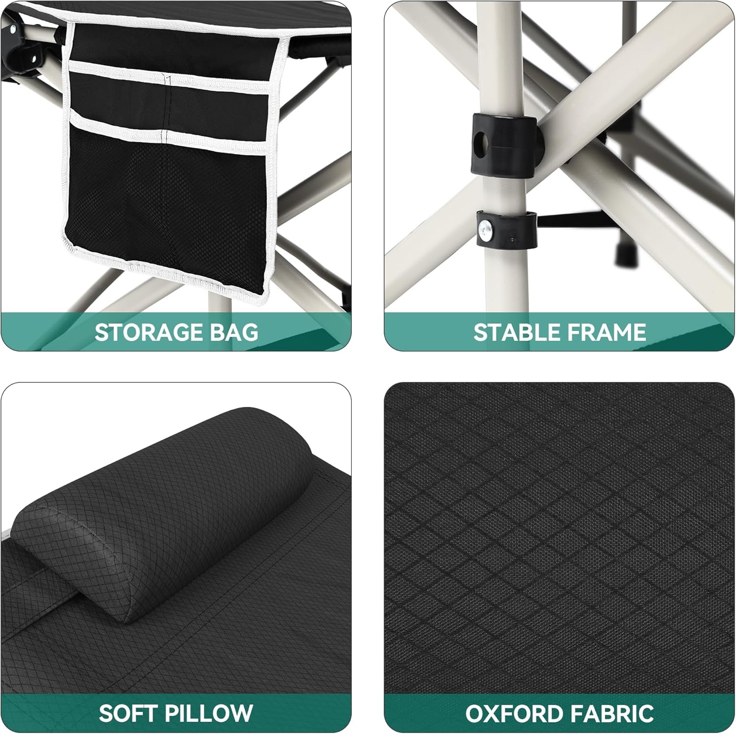 YITAHOME 2 stuks opvouwbare campingbedden voor volwassenen, zwaar belastbaar stevig kampbed 260 kg draagvermogen, sterke, dikkere buizen slaapbedje met draagtas voor reizen/kantoor/buiten, zwart