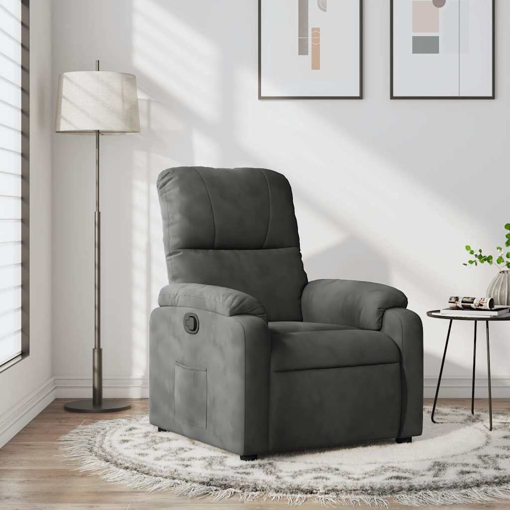vidaXL Fauteuil Verstelbaar Microvezel Donkergrijs | 47% Korting
