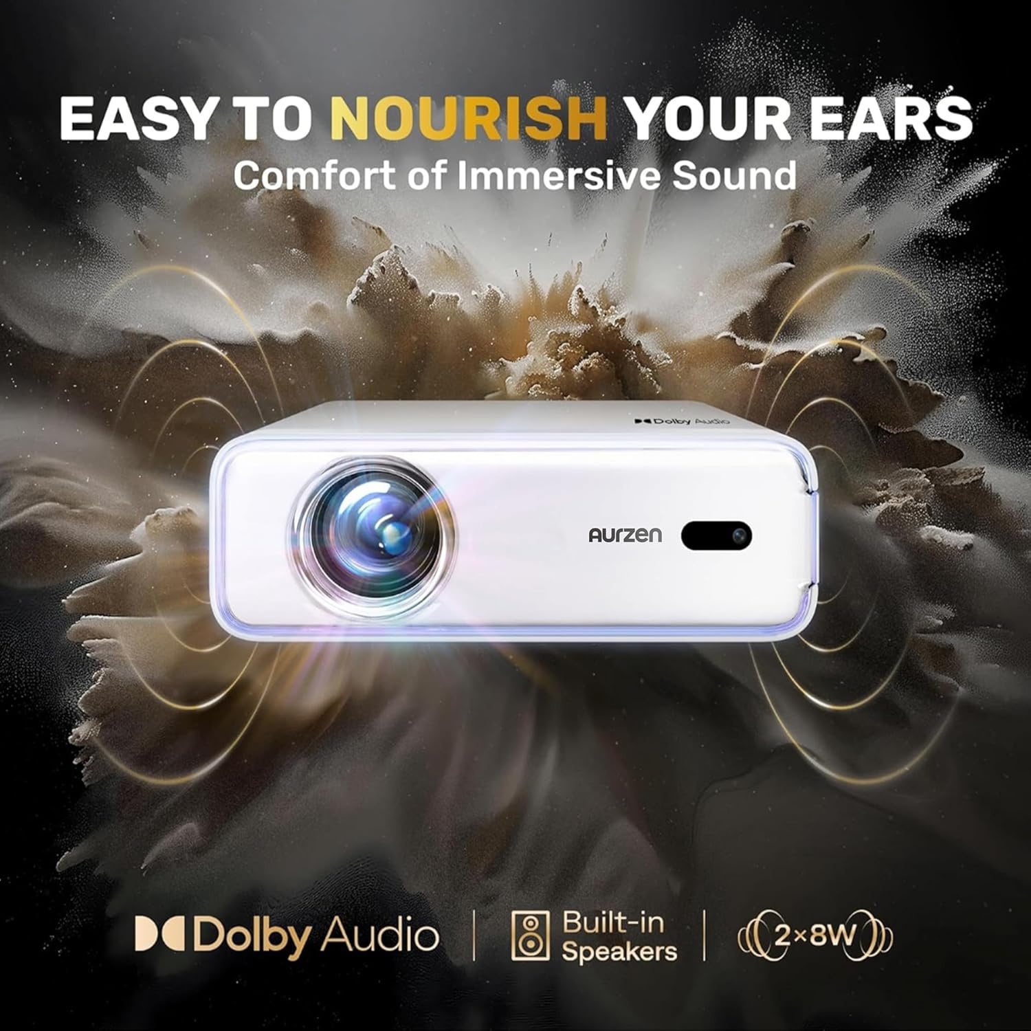 AURZEN Eazze Videoprojector, 4K, officieel, NetfIix, DoIby, Auto Focus/Keystone, HDR10, mini-beamer, wifi, bluetooth, draagbaar, Full HD 1080p, videoprojector