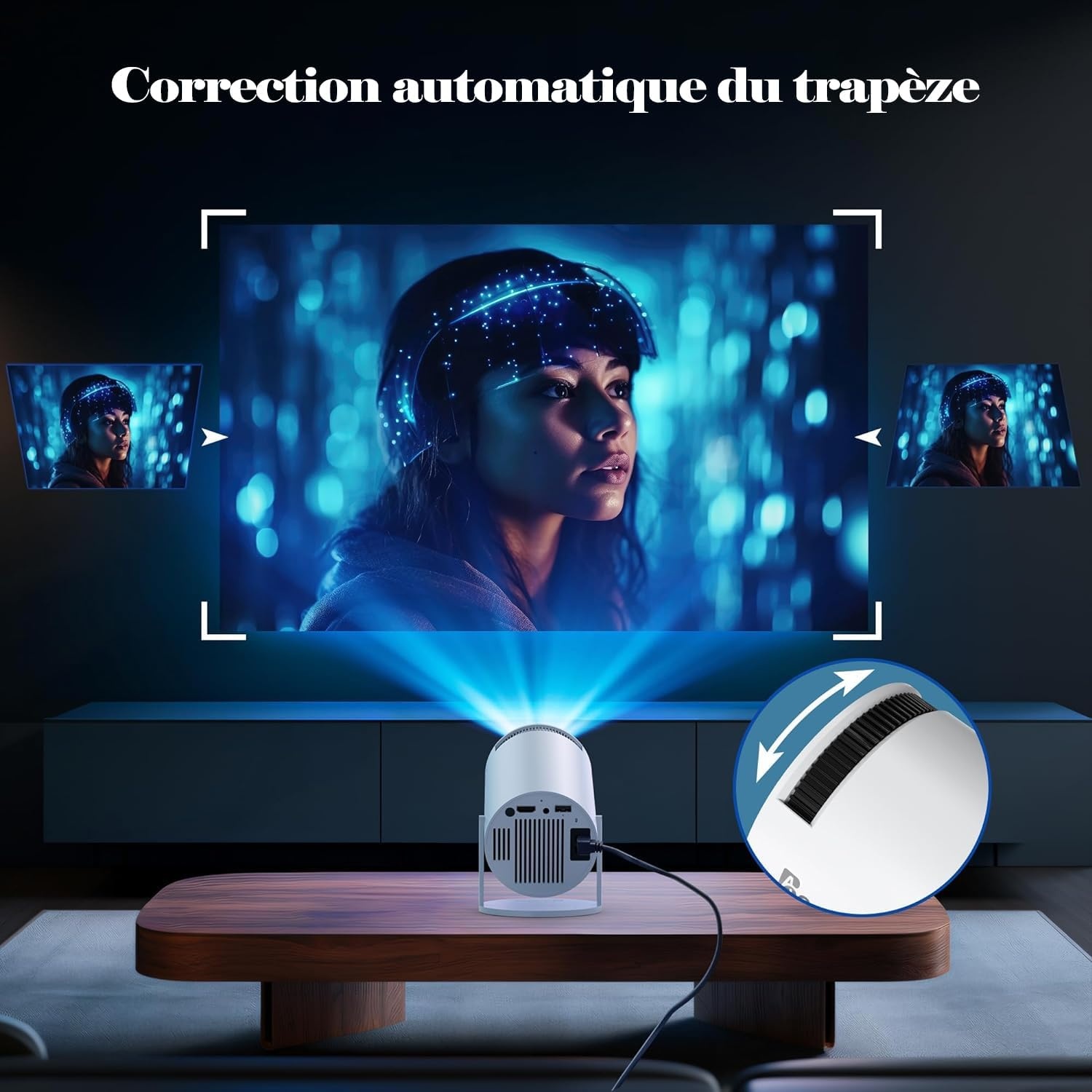 Mini 4K-projector met 180° rotatie 130-inch scherm, automatische keystone-correctie, compatibel met computer, mobiele telefoon - Home Theatre-video