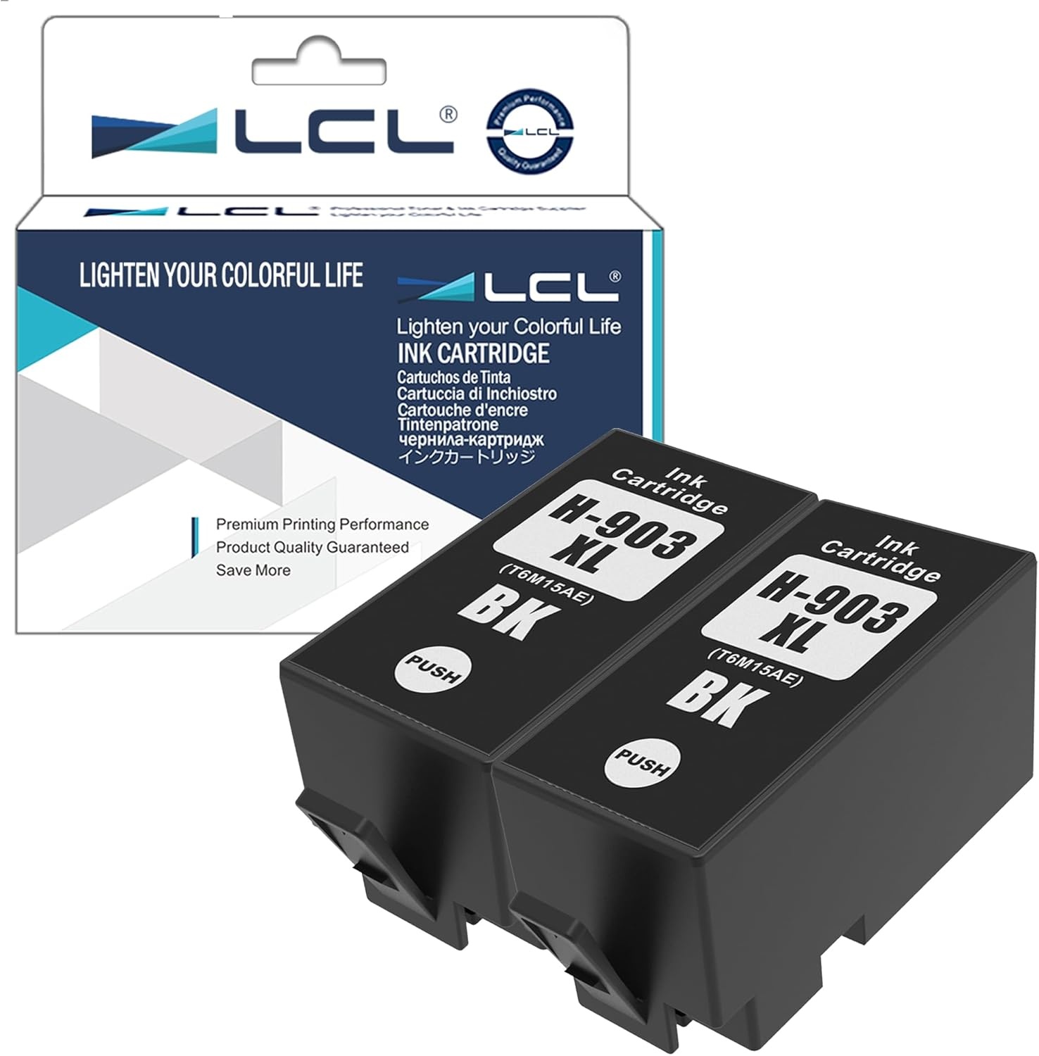 LCL Inktcartridge 903 903XL T6L99AE T6M15AE (2 Zwart) Vervanging voor HP Officejet pro 6950 6960