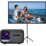 CASIRIS Omnistar Beamerset met 100 inch scherm, 1500 ANSI, autofocus, 1080p Full HD met 4K-ondersteuning, 5G WiFi Bluetooth-projector voor thuisbioscoop, outdoor, kantoor