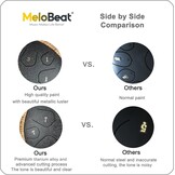 MeloBeat Tongtrommel, 14 inch, 15 tonen, professionele stalen tongtrommel, handpan set in D Dur incl. tongtrommel, liedboek, drumstokjes en trommel draagtas (zwart)