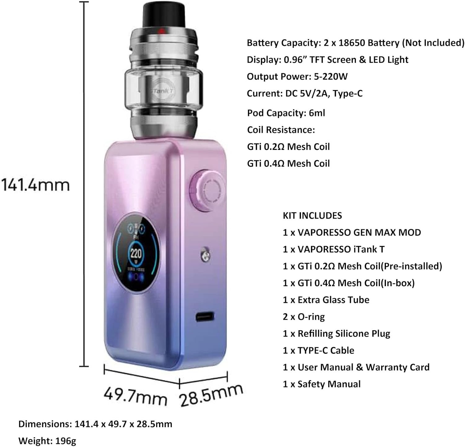 Vaporesso GEN MAX Kit 220W | Geretourneerd | 29% Korting