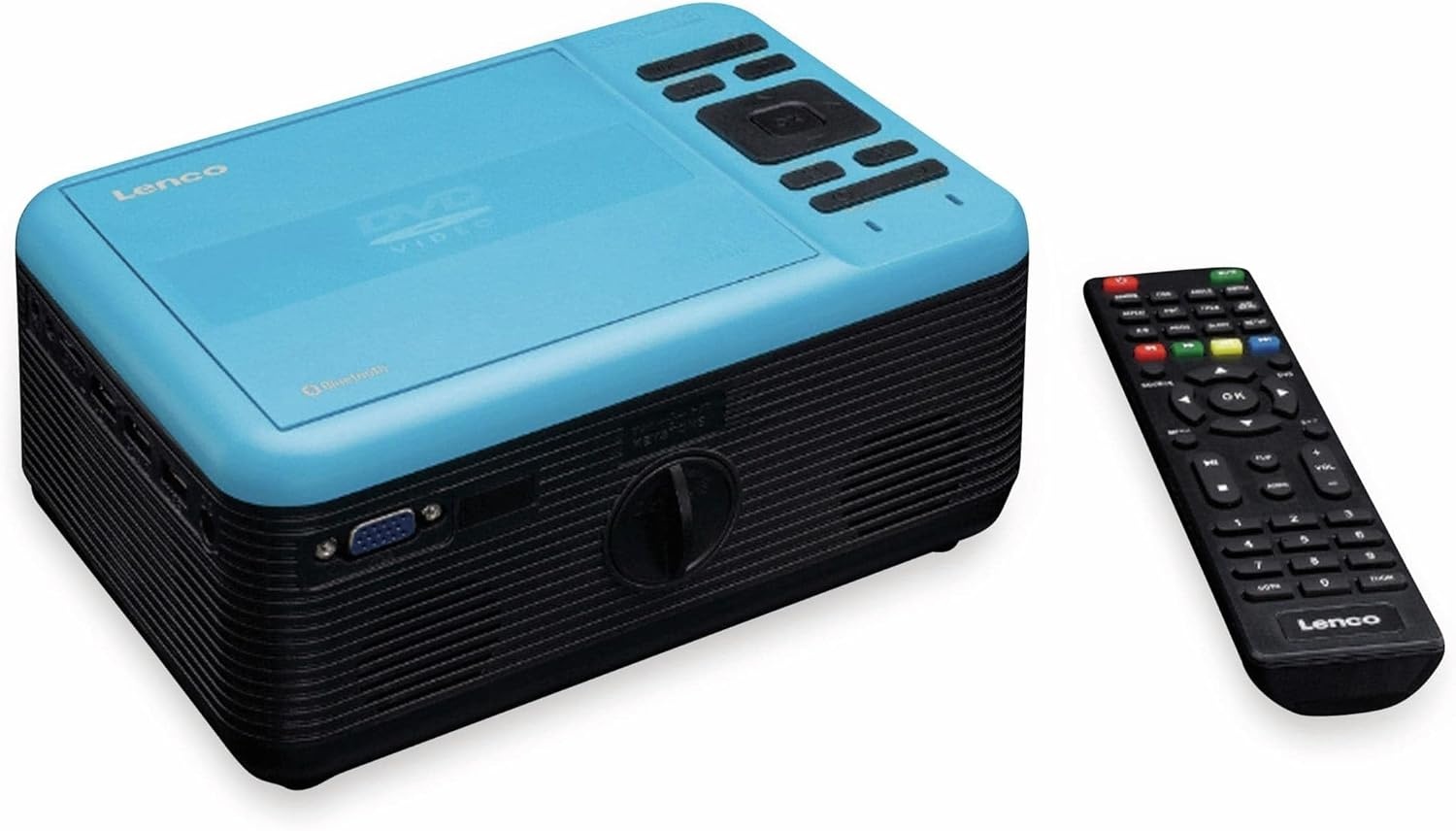 Lenco LPJ-500 - Bluetooth beamer - Mini Beamer - DVD speler - 2800 lumen - 30.000 uur levensduur - Full HD - Bluetooth 5.0-2 x HDMI - USB - SD - AV-in - VGA - blauw