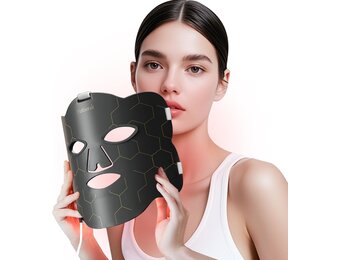 Led-gezichtsmasker, lichttherapie met rode lichtlamp, 660 nm en 850 nm siliconen lichttherapie-masker, 5 helderheidsniveaus en 10/15/20 minuten timer, rood licht therapie voor gezicht